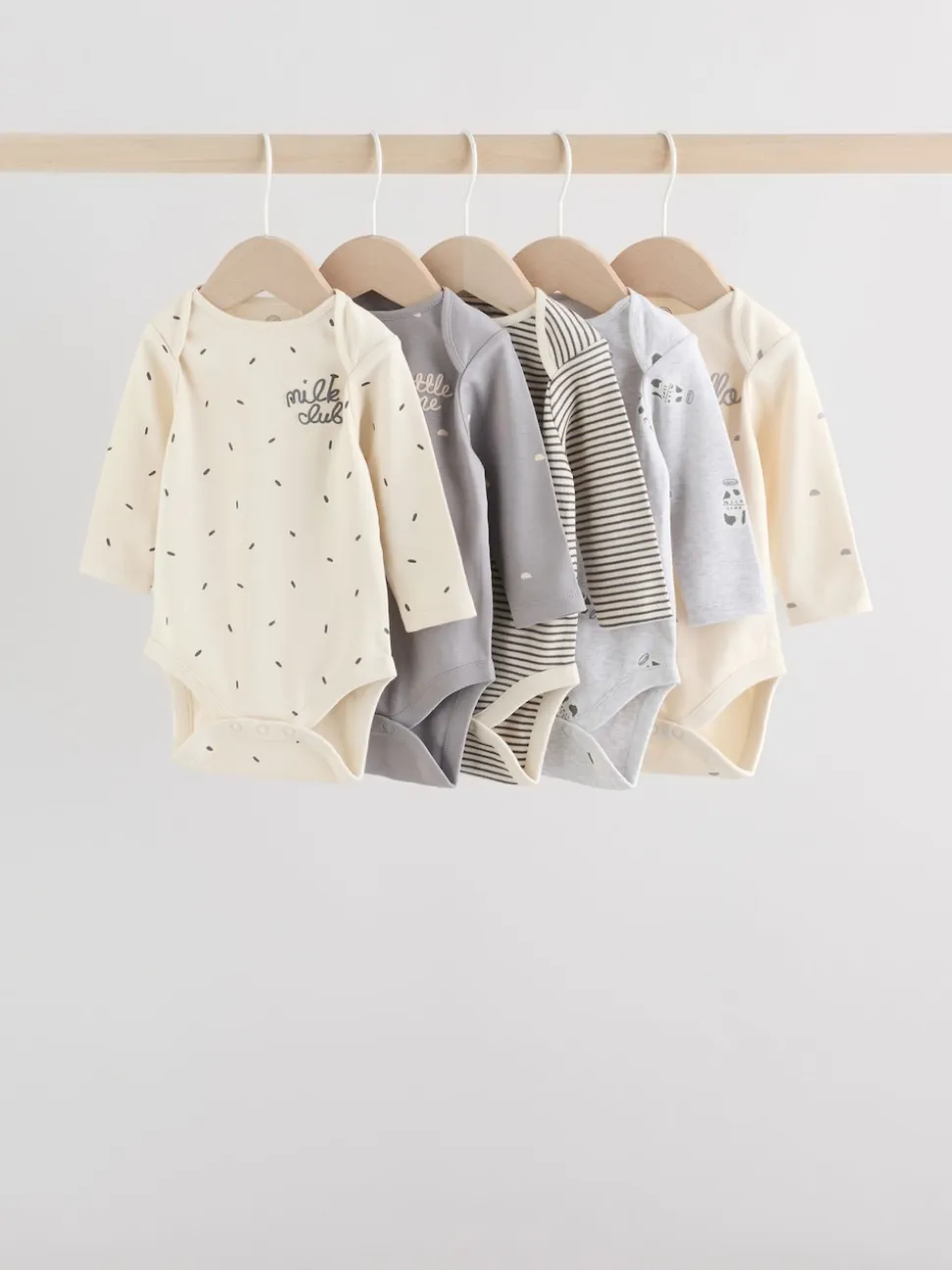 monochrome - Lot de 5 bodys à manches longues pour bébé