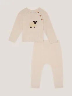 Monsoon Ensemble nouveau-né pull et jogging en maille mouton