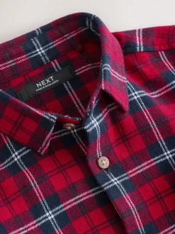 Motif écossais rouge - Chemise à carreaux en coton à manches longues (3-16ans)