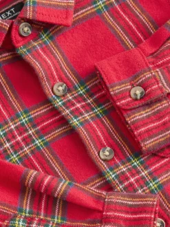 Motif écossais rouge - Chemise à carreaux de Noël à manches longues (3mois-10ans)