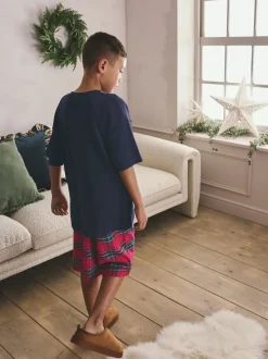 Motif écossais rouge - Pyjama court de Noël assorti pour la famille (5-16ans)