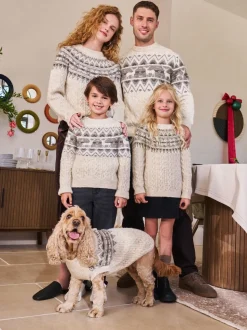 Motif Fair Isle Écru - Pull de Noël familial assorti (3mois à16ans)