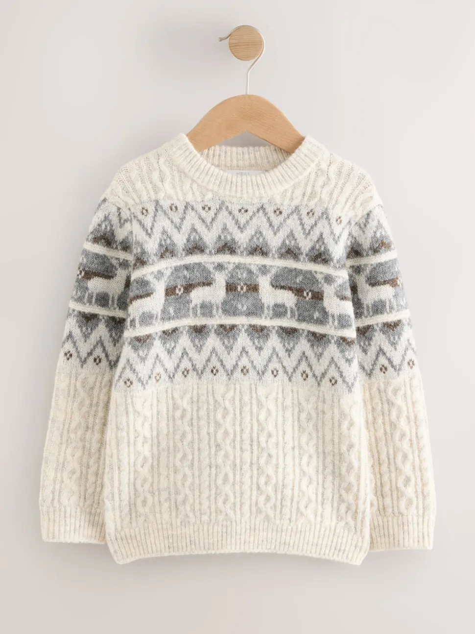 Motif Fair Isle Écru - Pull de Noël familial assorti (3mois à16ans)