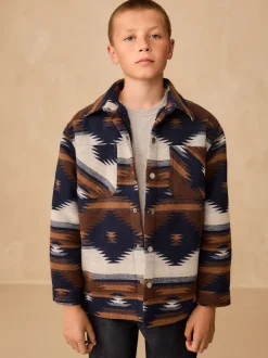 Motif ikat fauve/bleu marine - Veste-chemise doublée (3-16ans)