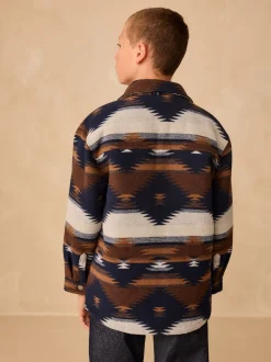 Motif ikat fauve/bleu marine - Veste-chemise doublée (3-16ans)