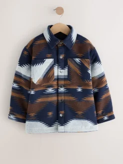 Motif ikat fauve/bleu marine - Veste-chemise doublée (3-16ans)
