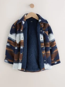 Motif ikat fauve/bleu marine - Veste-chemise doublée (3-16ans)