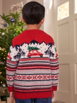 Motif jacquard rouge - Pull de Noël familial assorti (3mois à16ans)
