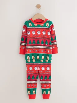 Motif jacquard rouge - Pyjamas de Noël Se blottir simple (9mois-10ans)