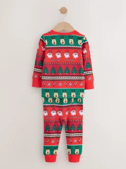 Motif jacquard rouge - Pyjamas de Noël Se blottir simple (9mois-10ans)