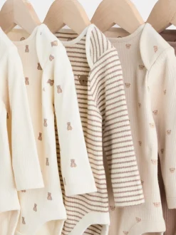 Motif ours neutre - Lot de 5 bodys à manches longues pour bébé