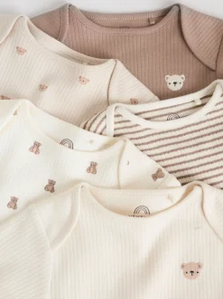 Motif ours neutre - Lot de 5 bodys à manches longues pour bébé