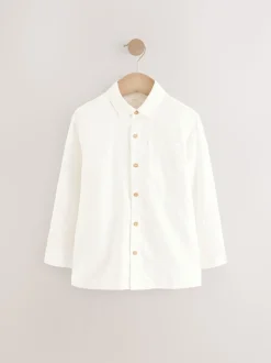 Motif uni blanc - Manches longues Lin Mix Relax! Chemises de nuit (3-16yrs)