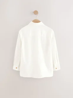 Motif uni blanc - Manches longues Lin Mix Relax! Chemises de nuit (3-16yrs)