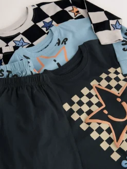 Multi Star et damier - Lot de 3 pyjamas oversize (9mois-10ans)