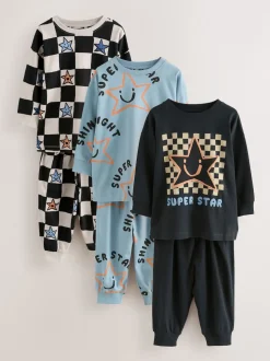 Multi Star et damier - Lot de 3 pyjamas oversize (9mois-10ans)