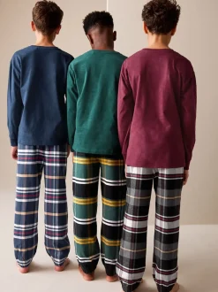 Multicolore - Lot de 3 pyjamas tissés à carreaux (3-16ans)