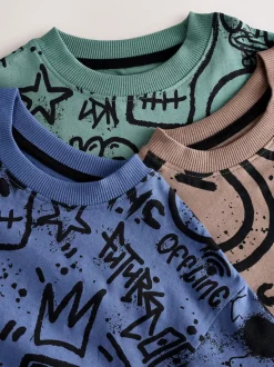 Multicolore motif graffiti - 100Pyjama court en coton % 3 Lot (4-16ans)