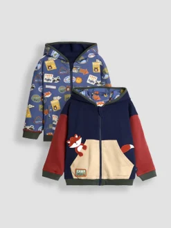 Navy Cub Club - Sweat à capuche réversible JoJo Maman Bébé Colour Block appliqué