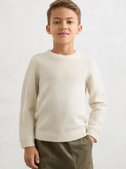 Neige - Pulls Reiss Beech en laine mérinos mélangée à détails côtelés