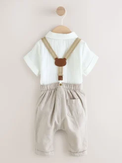 neutre - Ensemble pantalon-chemise et bretelles bébé 3 pièces (0mois-2ans)