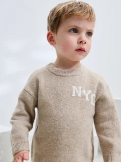 neutre - Ensemble tricoté NYC Varsity Pull et Joggers (3mths-7yrs)