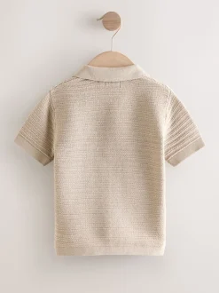 neutre - Polo en maille à manches courtes et col Revere (3mois7ans)