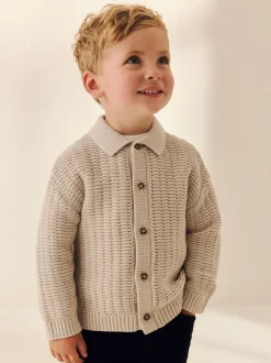 neutre - Polo texturé en maille boutonné (3mois-7ans)