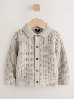 neutre - Polo texturé en maille boutonné (3mois-7ans)