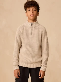 neutre - Pull utilitaire en maille à col zippé (3-16ans)