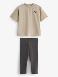 Neutre surdimensionné - Ensemble Manches courtes  100% coton - T-shirt et Leggings (3mths-7yrs)