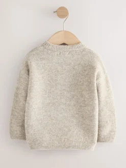 Neutre/gris renne - Pull de Noël en maille (3 mois-7 ans)