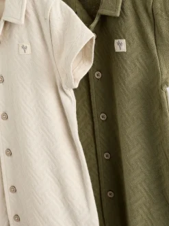 Neutre/kaki - Lot de barboteuses texturées bébé 2