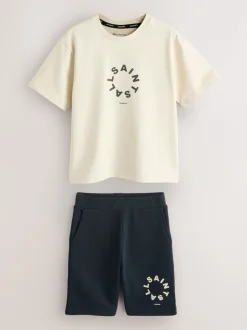 Neutre/Noir - Ensemble t-shirt et short en molleton smALLSAINTS Tierra