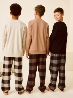 Neutre/Noir - Lot de 3 pyjamas tissés à carreaux (3-16ans)