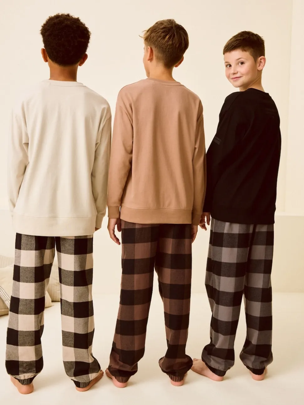 Neutre/Noir - Lot de 3 pyjamas tissés à carreaux (3-16ans)