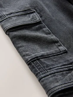 Noir - 100% Coton Denim Multipocket Cargos Jeans (3-16ans)