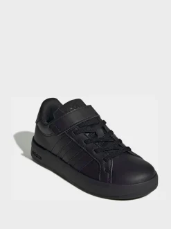 Noir - adidas Grand Court 3.0 Baskets enfant à lacets élastiques