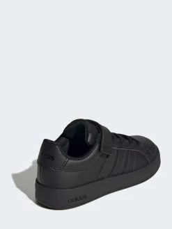 Noir - adidas Grand Court 3.0 Baskets enfant à lacets élastiques