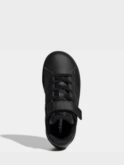 Noir - adidas Grand Court 3.0 Baskets enfant à lacets élastiques