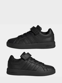 Noir - adidas Grand Court 3.0 Baskets enfant à lacets élastiques