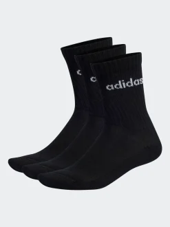 Noir - Adidas Linear Crew Cushioned Socks 3 Pack