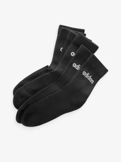 Noir - Adidas Linear Crew Cushioned Socks 3 Pack