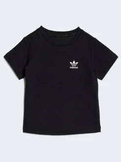 Noir - adidas Originals ensemble t-shirt et short gaufré