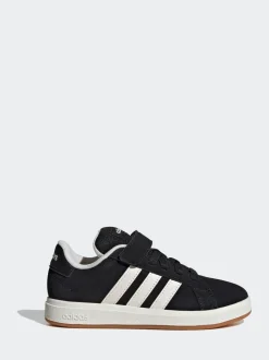 Noir - Baskets adidas Grand Court 00s en daim à lacets élastiques pour enfant