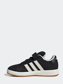Noir - Baskets adidas Grand Court 00s en daim à lacets élastiques pour enfant