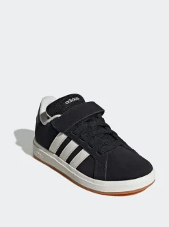 Noir - Baskets adidas Grand Court 00s en daim à lacets élastiques pour enfant
