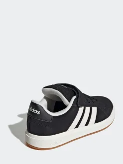 Noir - Baskets adidas Grand Court 00s en daim à lacets élastiques pour enfant