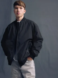 Noir - Blouson aviateur noir habillé (3-16ans)