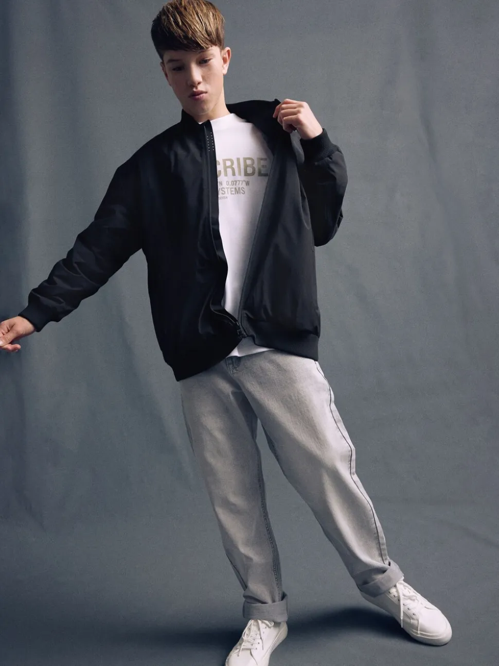 Noir - Blouson aviateur noir habillé (3-16ans)